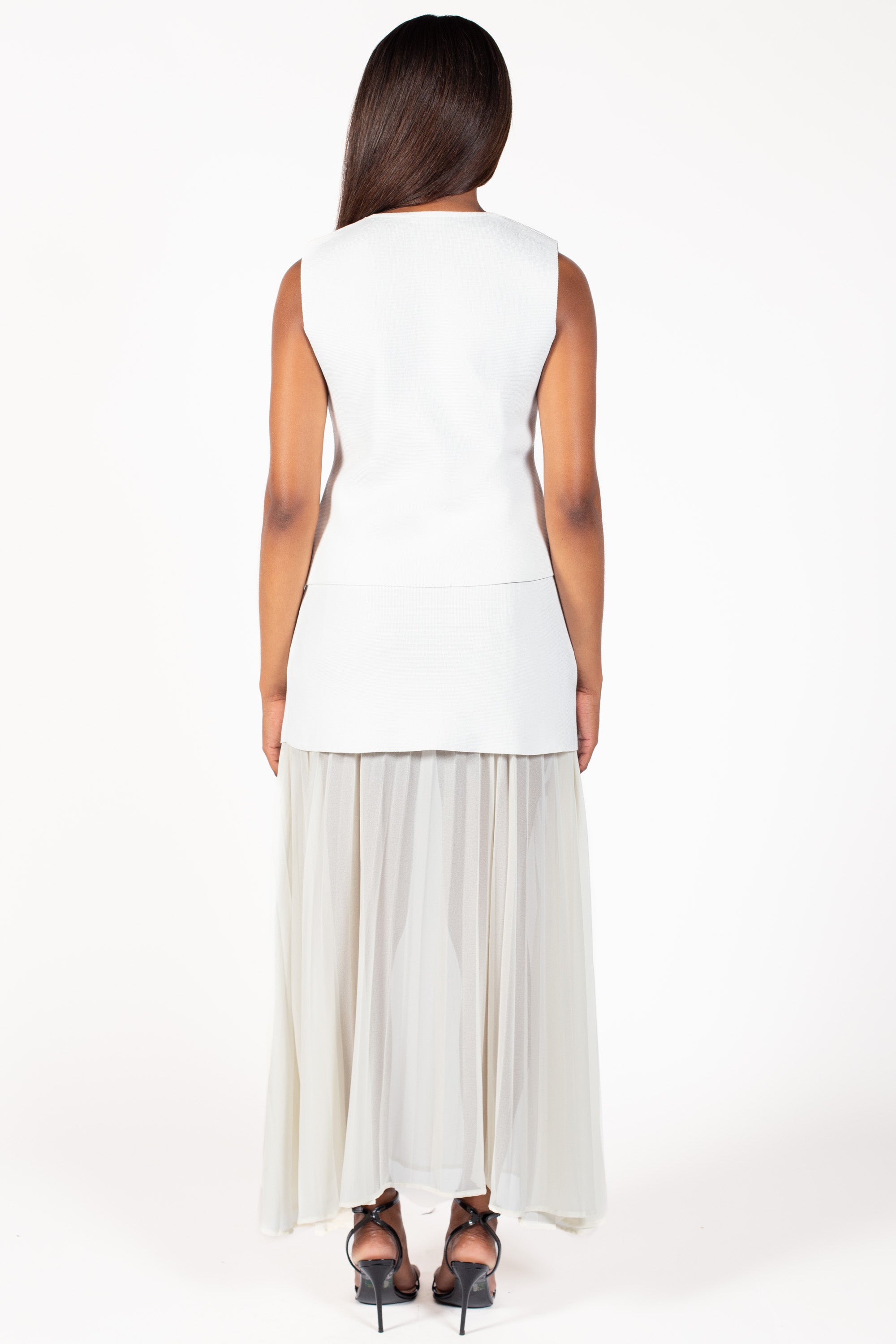 Cerelia Pleated Sheer Underlay Maxi Skirt