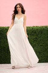 Zephrya Tie Back Satin Pleated Gown