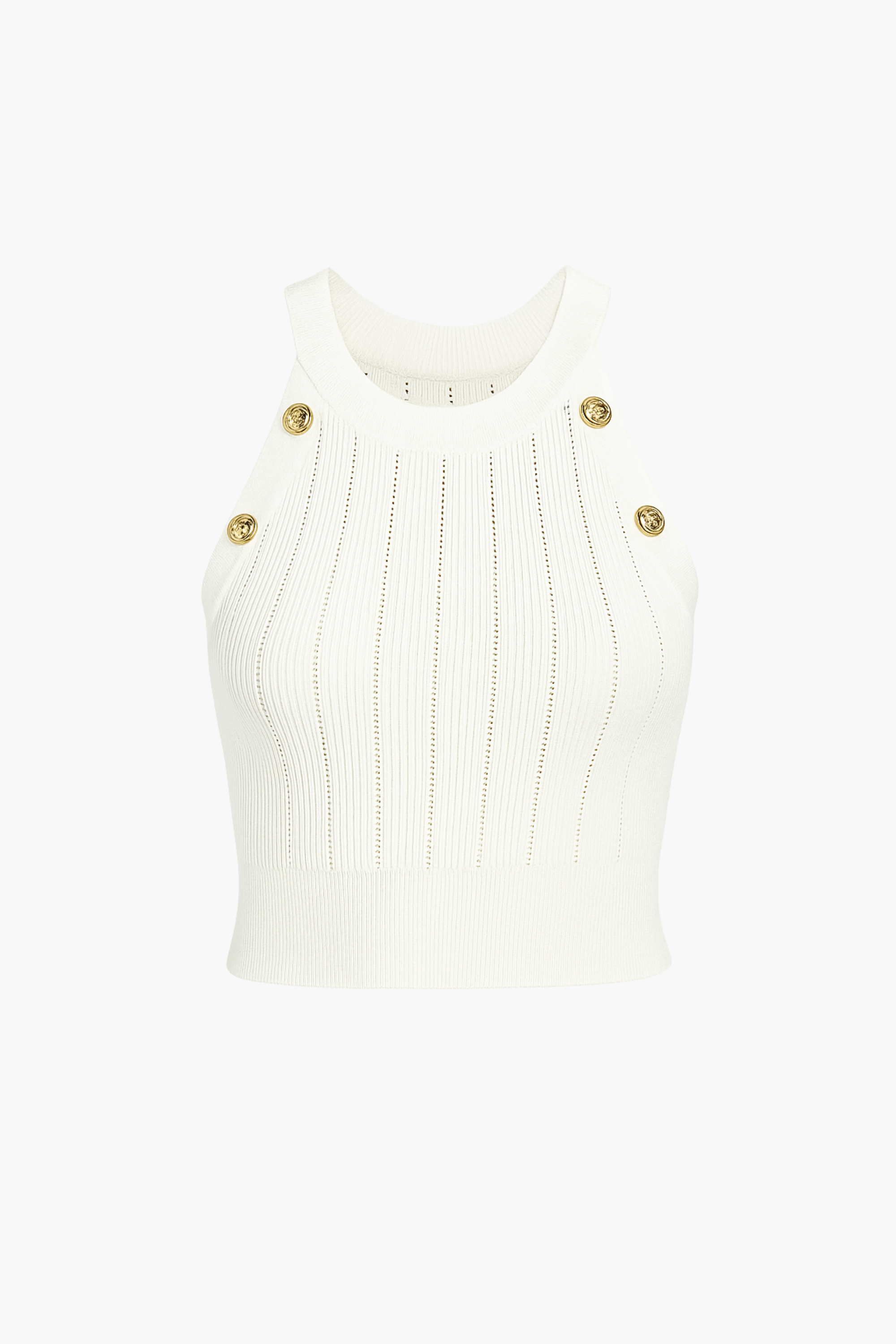 Donatella Gold Button Knit Crop Tank