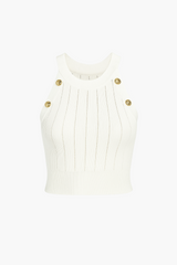 Donatella Gold Button Knit Crop Tank