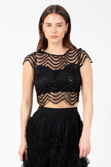 Edge of Glory Crochet Sequin Blouse