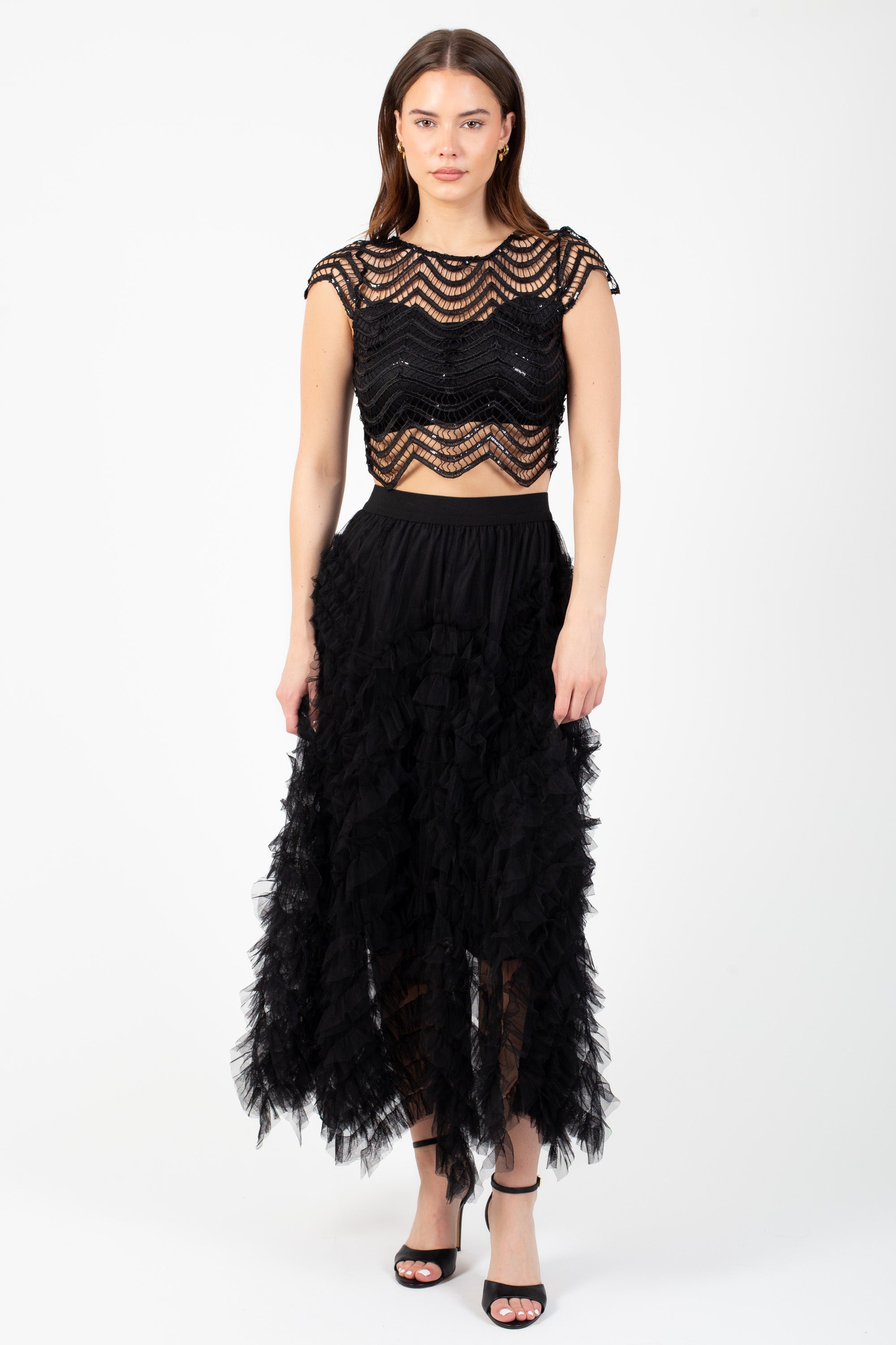 Edge of Glory Crochet Sequin Blouse