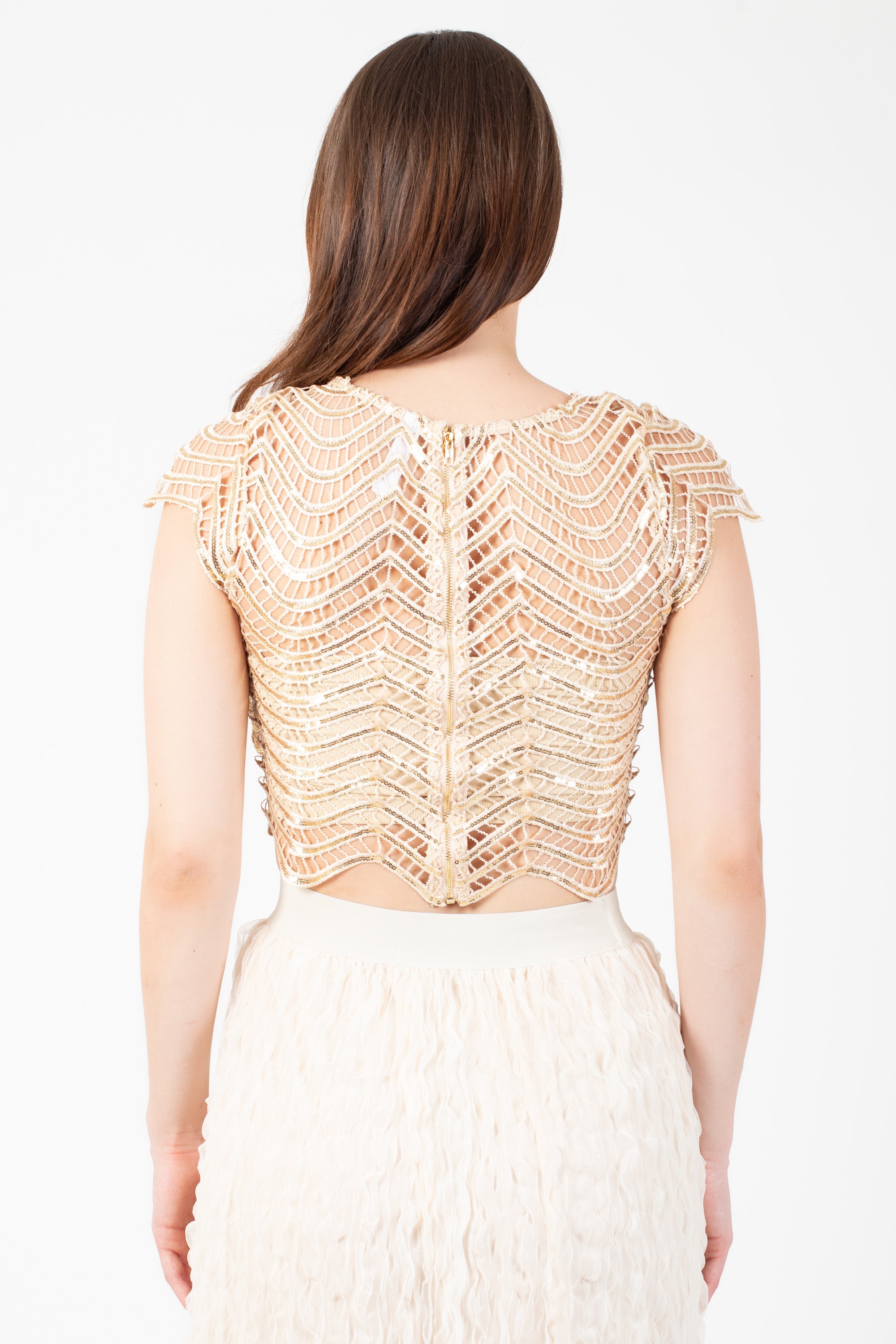 Edge of Glory Crochet Sequin Blouse