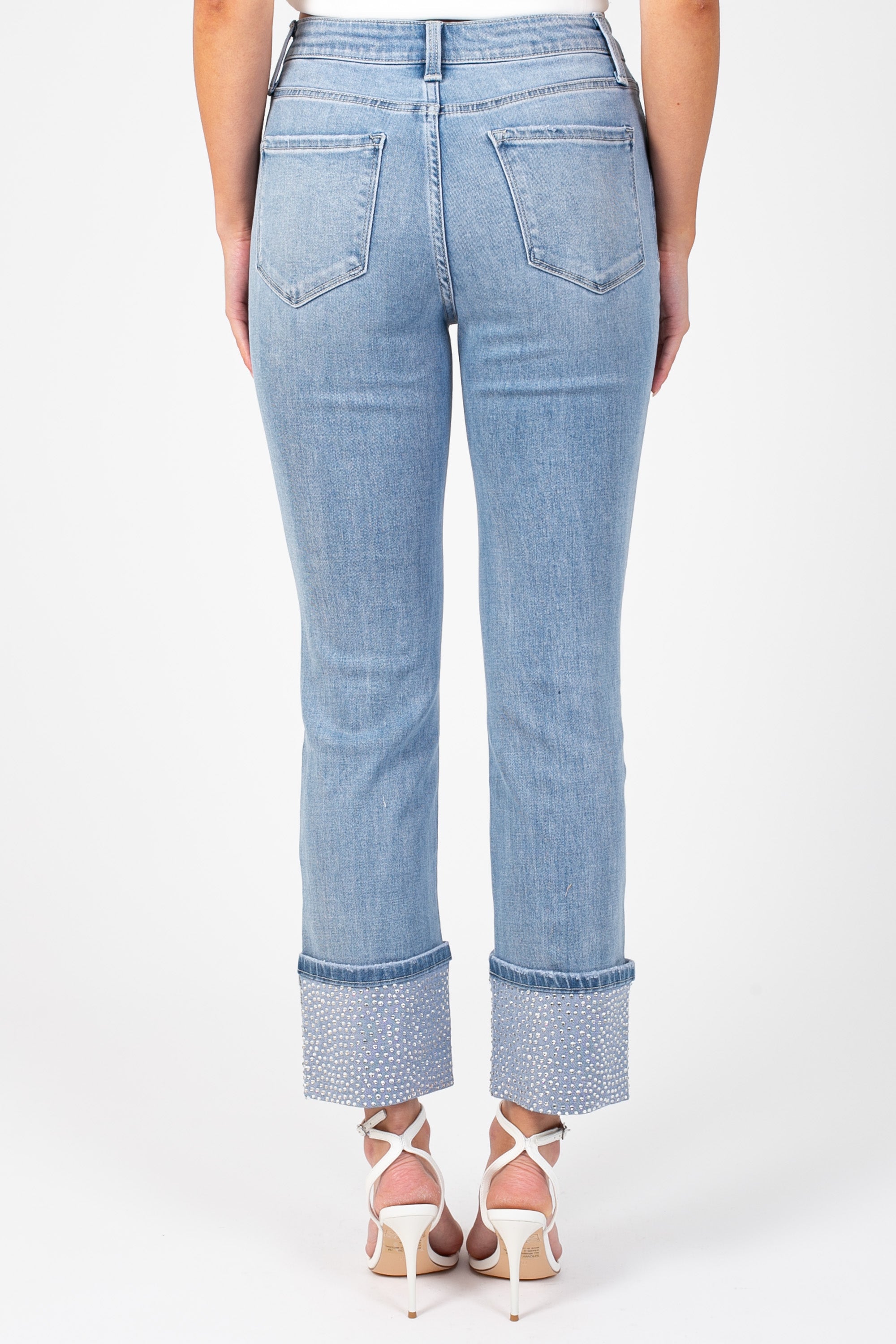 Vervet Jeanne Rhinestone Cuff Jeans