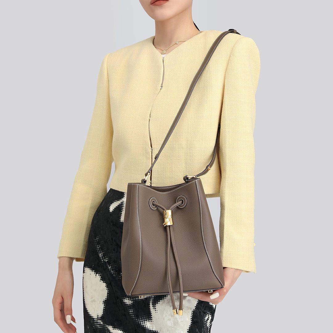 Handmade Leather Shoulder Bucket Bag