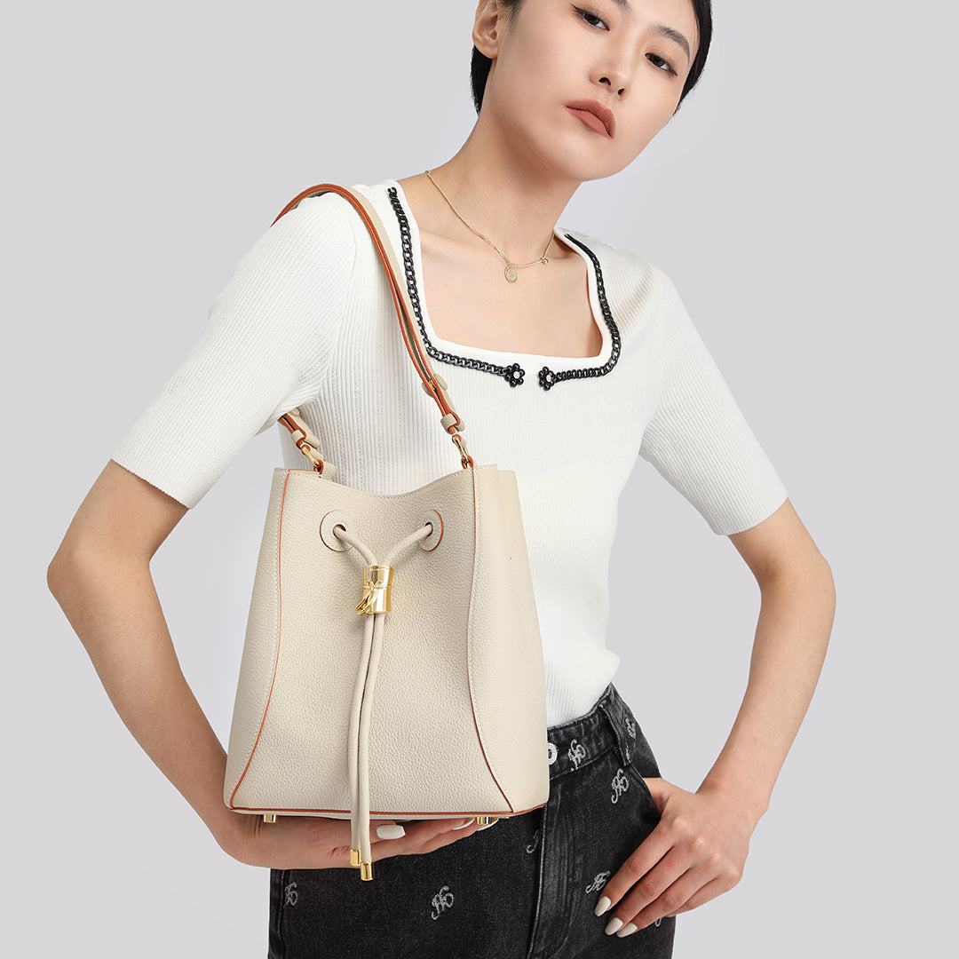 Handmade Leather Shoulder Bucket Bag