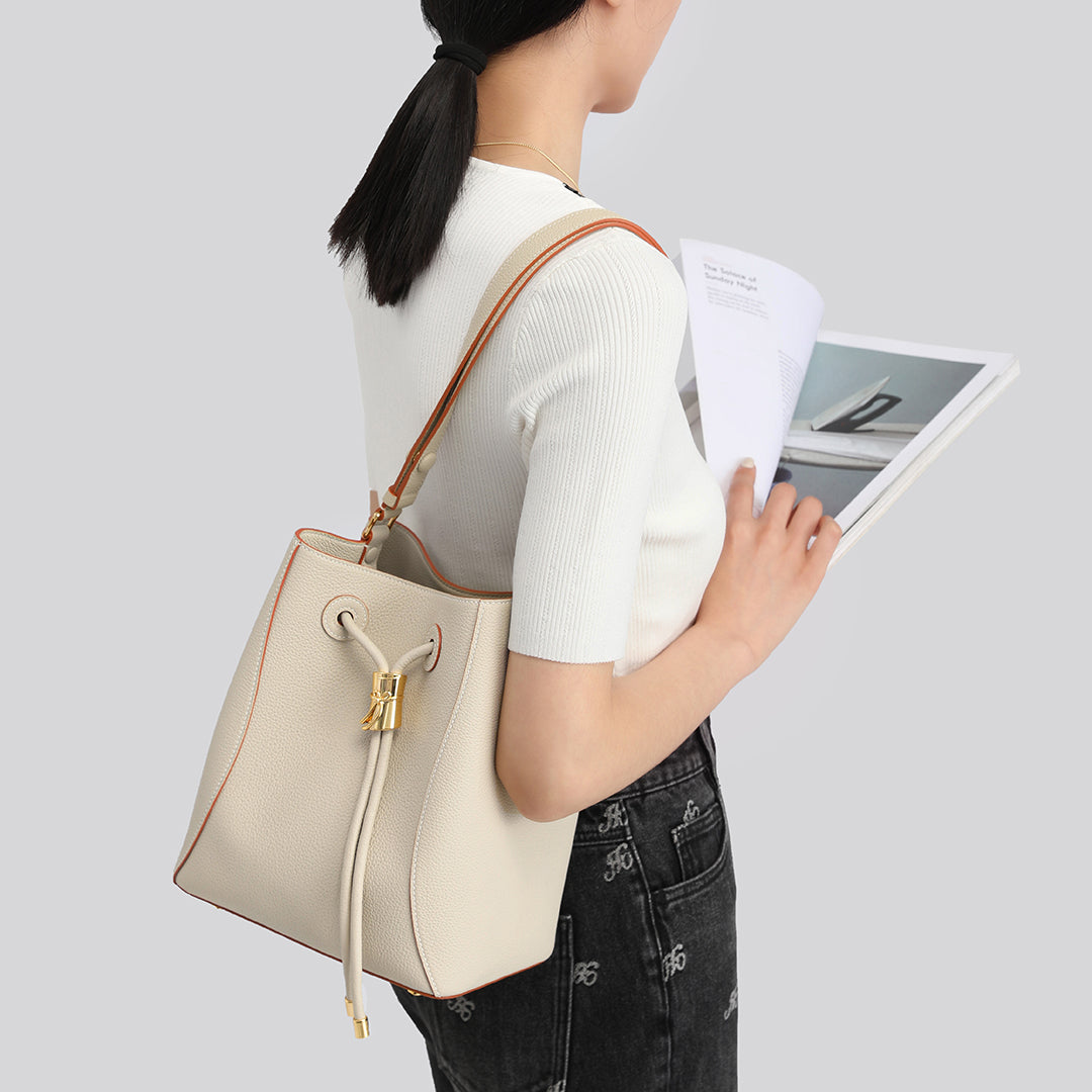 Handmade Leather Shoulder Bucket Bag