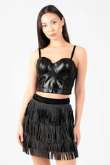 Rain On Me Fringe Tiered Mini Skirt